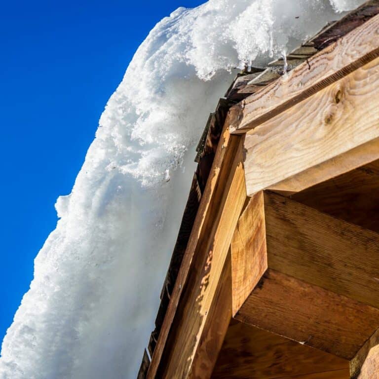 Snow and Ice Dam On Roof