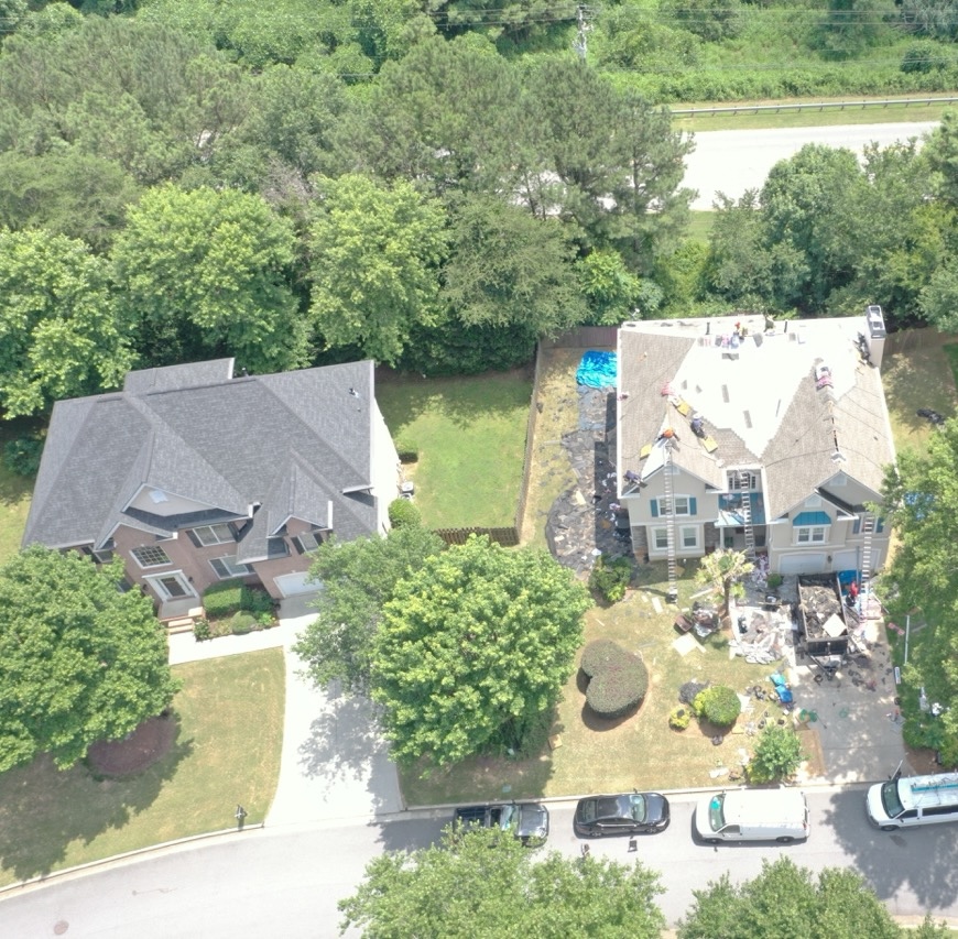 an image of a neighborhood in the surrounding Atlanta area with two homes